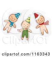 Poster, Art Print Of Happy Ginger Bread Men Cookies Wearing Hats