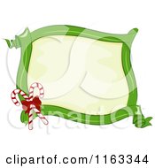 Poster, Art Print Of Green Ribbon Christmas Frame With Candy Canes And Copyspace