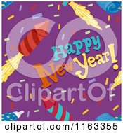 Poster, Art Print Of Seamless Happy New Year Confetti And Rocket Firework Background