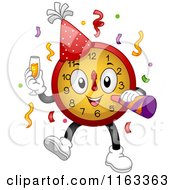 Poster, Art Print Of New Year Party Clock With Champagne And A Horn