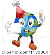 Poster, Art Print Of New Year Earth Holding A Sign And Champagne