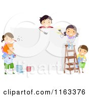 Poster, Art Print Of Happy Children Painting A Large Board