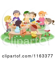 Poster, Art Print Of Group Of Happy Kids Having A Picnic