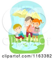 Poster, Art Print Of Happy Children Conducting An Experiment In The Rain
