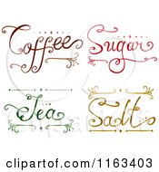 Cartoon Of Fancy Coffee Sugar Tea And Salt Labels Royalty Free Vector Clipart