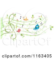 Cartoon Of Singing Birds On A Vine Music Chart Royalty Free Vector Clipart by BNP Design Studio #COLLC1163405-0148