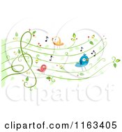 Poster, Art Print Of Singing Birds On A Vine Music Chart