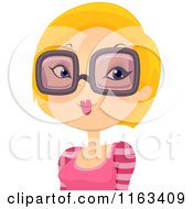 Cartoon Of A Blond Woman Wearing Big Eye Glasses Royalty Free Vector Clipart
