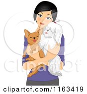 Poster, Art Print Of Woman Hodling Her Two Dogs
