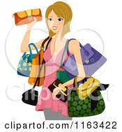 Poster, Art Print Of Blond Woman With Hand Bags
