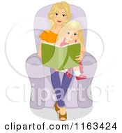 Poster, Art Print Of Blond Mother And Daughter Reading A Story Book