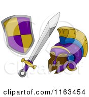 Poster, Art Print Of Gladiator Sword Shield And Helmet