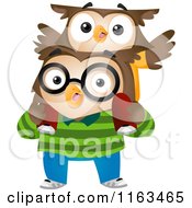 Poster, Art Print Of Son Owl On His Fathers Back