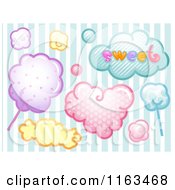 Poster, Art Print Of Candy And Sweet Cloud Design Elements Over Stripes