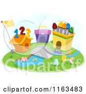 Cartoon Of A Number And Alphabet School Land Royalty Free Vector Clipart by BNP Design Studio