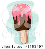 Cartoon Of A Popsicle With Pink Syrup Royalty Free Vector Clipart by BNP Design Studio
