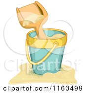 Cartoon Of A Beach Bucket With Sand And A Shovel Royalty Free Vector Clipart