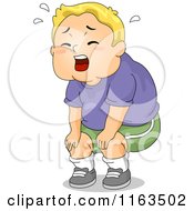 Cartoon Of A Whining Chubby Blond Boy Stopping Exercise Royalty Free Vector Clipart by BNP Design Studio