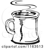 Retro Black And White Steamy Mug Of Coffee