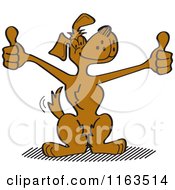 Cartoon Of A Happy Dog Mascot Holding Two Thumbs Up Royalty Free Vector Clipart