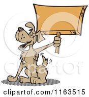 Poster, Art Print Of Happy Dog Mascot Holding Up A Sign