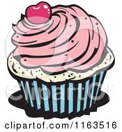 Clipart Of A Cupcake With A Cherry On Top Royalty Free Vector Illustration by Andy Nortnik