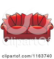 Clipart Of A Red Sofa With Couch Pillows Royalty Free Vector Illustration by Lal Perera