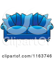 Poster, Art Print Of Blue Sofa With Couch Pillows