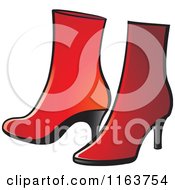 Clipart Of A Pair Of Red Womens Boots Royalty Free Vector Illustration by Lal Perera