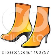 Clipart Of A Pair Of Orange Womens Boots Royalty Free Vector Illustration by Lal Perera