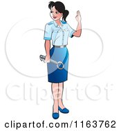 Clipart Of A Female Security Guard In A Blue Uniform Royalty Free Vector Illustration by Lal Perera