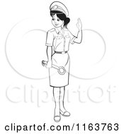 Clipart Of A Black And White Female Security Guard In A Uniform Royalty Free Vector Illustration
