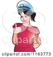 Poster, Art Print Of Happy Woman Holding A Thumb Up And Wearing A Cap