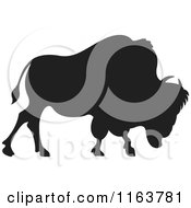 Clipart Of A Silhouetted Bison Royalty Free Vector Illustration