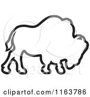 Clipart Of An Outlined Bison Royalty Free Vector Illustration