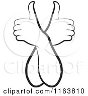 Clipart Of Outlined Thumb Up Hands Royalty Free Vector Illustration by Lal Perera