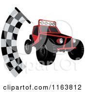 Poster, Art Print Of Red Dune Buggy And Racing Flag