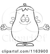 Cartoon Of A Loving Eggplant Mascot Vector Outlined Coloring Page by Cory Thoman