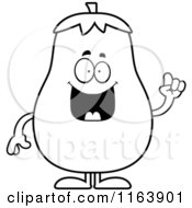 Poster, Art Print Of Black And White Smart Eggplant Mascot With An Idea