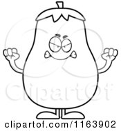 Cartoon Of A Mad Eggplant Mascot Vector Outlined Coloring Page