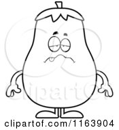 Cartoon Of A Sick Eggplant Mascot Vector Outlined Coloring Page