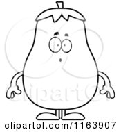 Cartoon Of A Surprised Eggplant Mascot Vector Outlined Coloring Page