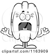 Cartoon Of A Scared Pecan Mascot Vector Outlined Coloring Page