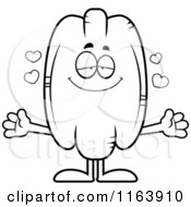 Cartoon Of A Loving Pecan Mascot Vector Outlined Coloring Page
