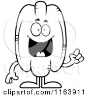 Cartoon Of A Smart Pecan Mascot With An Idea Vector Outlined Coloring Page