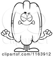 Cartoon Of A Mad Pecan Mascot Vector Outlined Coloring Page
