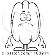 Cartoon Of A Sick Pecan Mascot Vector Outlined Coloring Page