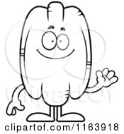 Cartoon Of A Waving Pecan Mascot Vector Outlined Coloring Page by Cory Thoman