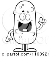 Cartoon Of A Smart Pickle Mascot With An Idea Vector Outlined Coloring Page