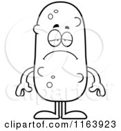 Cartoon Of A Depressed Pickle Mascot Vector Outlined Coloring Page